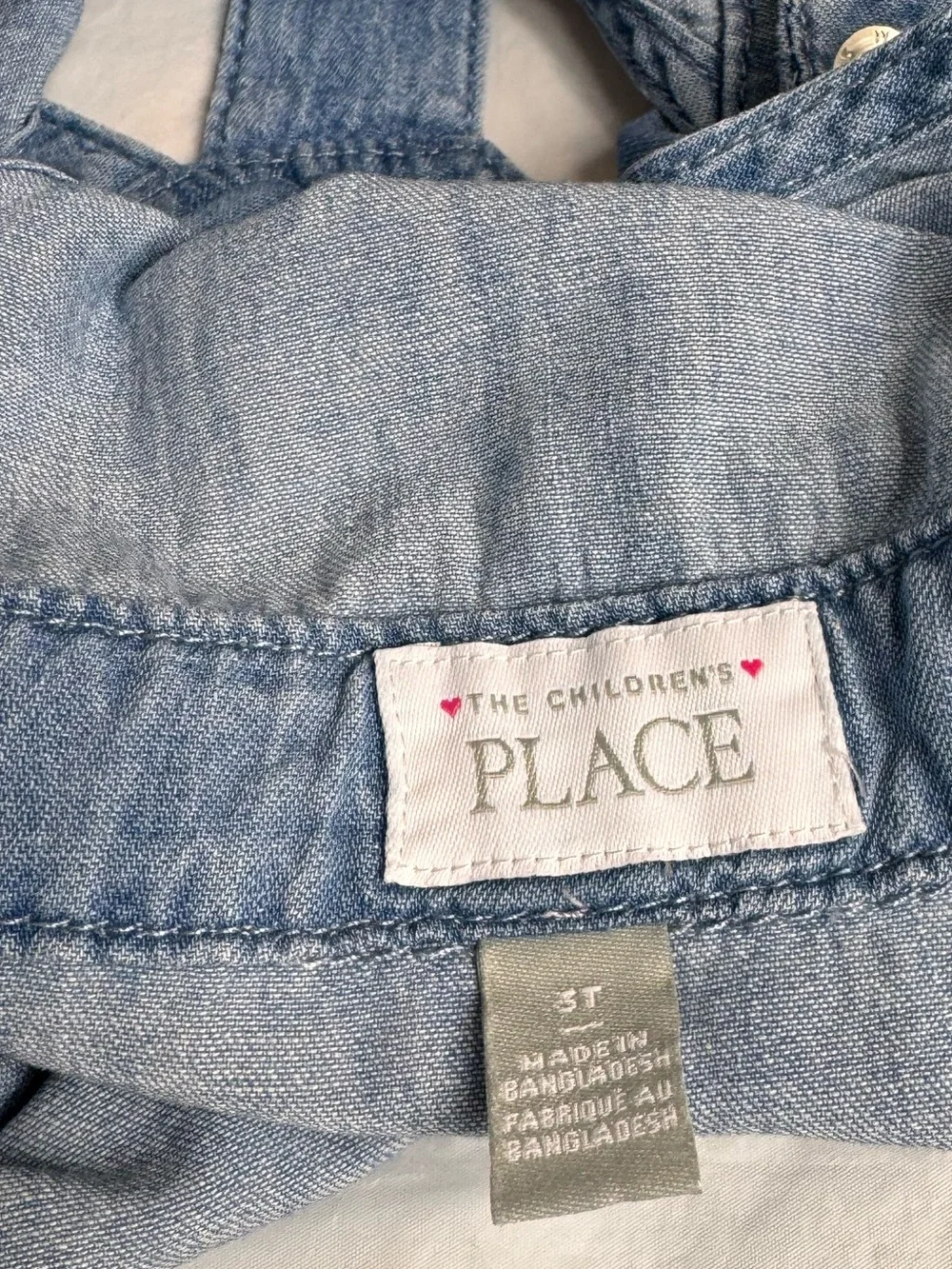 The Children's Place Toddler Girls 2 Piece Denim Dress & Floral Tee Set 3T